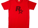 Linocut Rockstar Games Logo Tee - Black on Red