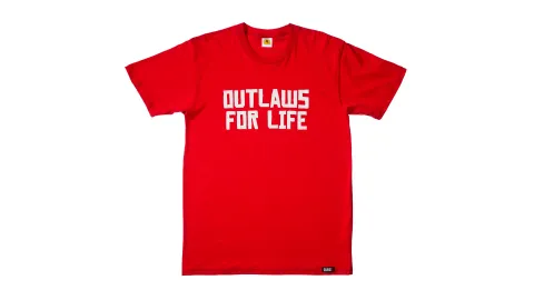 Outlaws For Life T-Shirt - White on Red