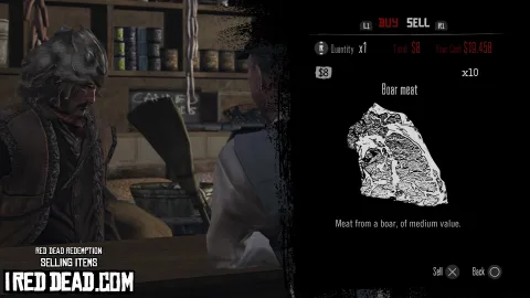 Red Dead Redemption Selling Items Boar Meat
