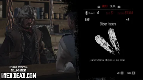 Red Dead Redemption Selling Items Chicken Feathers