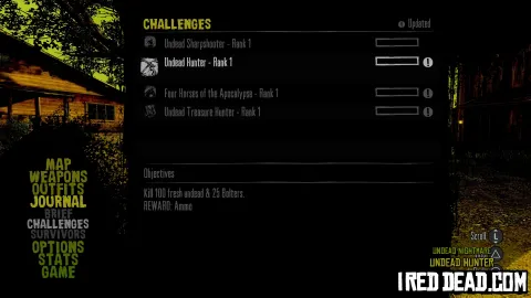 Red Dead Redemption Undead Nightmare Undead Hunter Rank 1 Menu