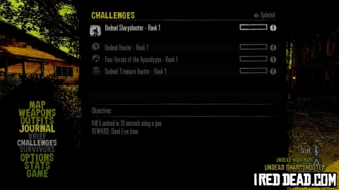 Red Dead Redemption Undead Nightmare Undead Sharpshooter Rank 1 Menu