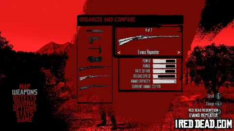 Red Dead Redemption Weapons Evans Repeater Menu