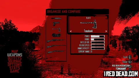Red Dead Redemption Weapons Tomahawk Menu