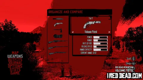 Red Dead Redemption Weapons Volcanic Pistol Menu