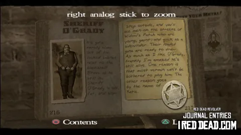 Red Dead Revolver Journal Entry 109 - Sheriff O'Grady