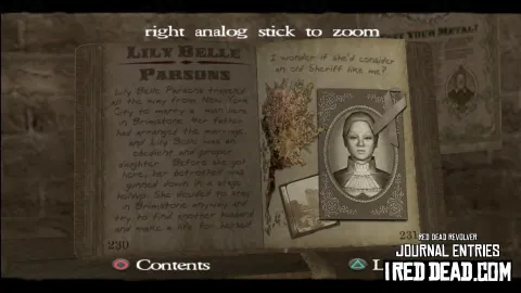Red Dead Revolver Journal Entry 116 - Lily Belle Parsons