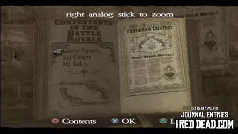 Red Dead Revolver Journal Entry 122 - Contestants In The Battle Royale Index