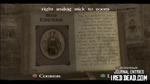 Red Dead Revolver Journal Entry 124 - Kid Cougar