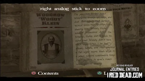 Red Dead Revolver Journal Entry 134 - Woodrow "Woody" Klein