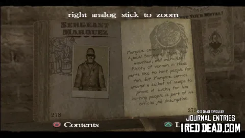 Red Dead Revolver Journal Entry 140 - Sergeant Marquez