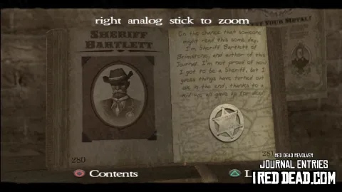 Red Dead Revolver Journal Entry 141 - Sheriff Bartlett