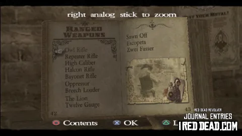 Red Dead Revolver Journal Entry 22 - Ranged Weapons Index Red Dead Revolver Journal Entry 22 - Ranged Weapons Index