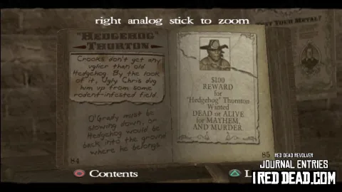 Red Dead Revolver Journal Entry 43 - "Hedgehog" Thornton