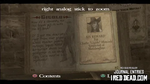 Red Dead Revolver Journal Entry 44 - Gigolo