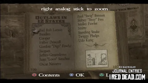 Red Dead Revolver Journal Entry 54 - Outlaws In 12 States Index