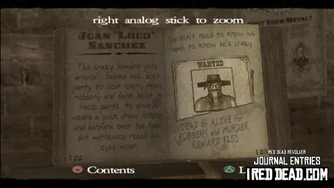 Red Dead Revolver Journal Entry 62 - Juan "Loco" Sanchez