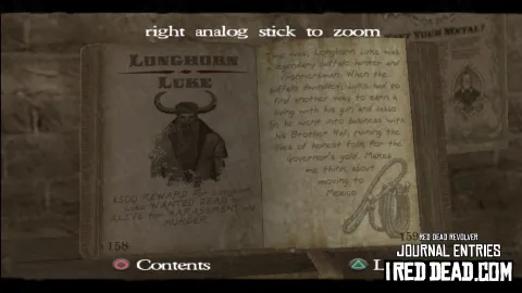 Red Dead Revolver Journal Entry 80 - Longhorn Luke Red Dead Revolver Journal Entry 80 - Longhorn Luke