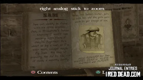 Red Dead Revolver Journal Entry 84 - Sam Red Dead Revolver Journal Entry 84 - Sam