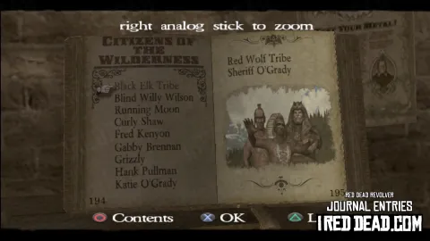 Red Dead Revolver Journal Entry 98 - Citizens Of The Wilderness Index