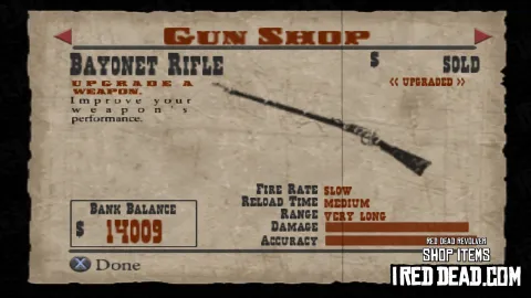 Red Dead Revolver Shop Item Bayonet Rifle
