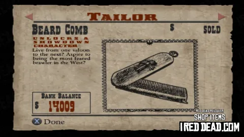 Red Dead Revolver Shop Item Beard Comb
