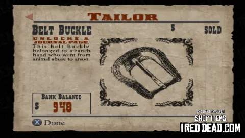 Red Dead Revolver Shop Item Belt Buckle