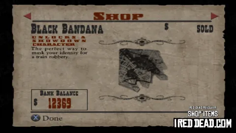 Red Dead Revolver Shop Item Black Bandana