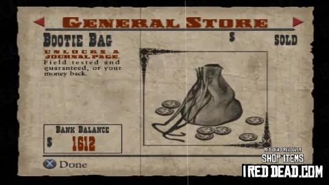 Red Dead Revolver Shop Item Bootie Bag