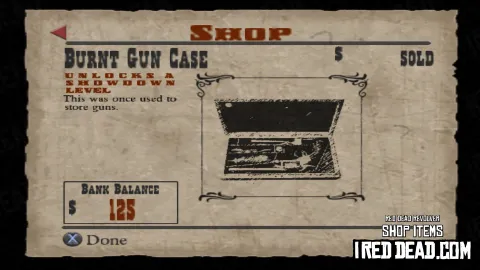 Red Dead Revolver Shop Item Burnt Gun Case