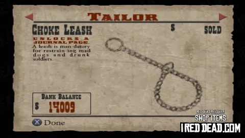 Red Dead Revolver Shop Item Choke Leash