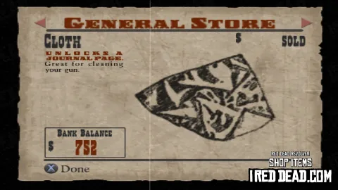 Red Dead Revolver Shop Item Cloth