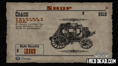 Red Dead Revolver Shop Item Coach