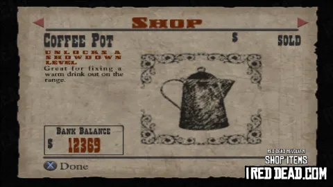 Red Dead Revolver Shop Item Coffee Pot