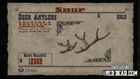 Red Dead Revolver Shop Item Deer Antlers