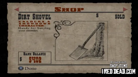 Red Dead Revolver Shop Item Dirt Shovel