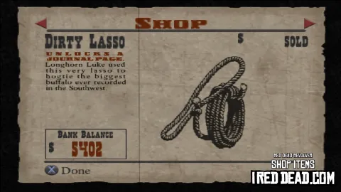 Red Dead Revolver Shop Item Dirty Lasso