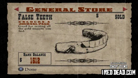 Red Dead Revolver Shop Item False Teeth
