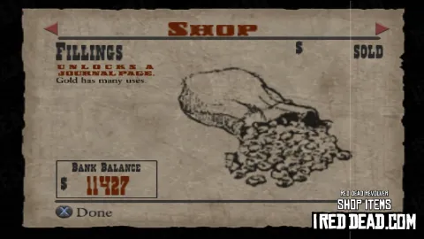 Red Dead Revolver Shop Item Fillings