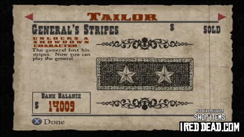 Red Dead Revolver Shop Item General's Stripes