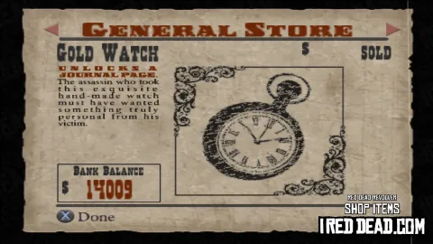 Red Dead Revolver Shop Item Gold Watch