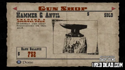 Red Dead Revolver Shop Item Hammer & Anvil