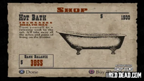 Red Dead Revolver Shop Item Hot Bath