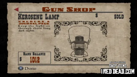 Red Dead Revolver Shop Item Kerosene Lamp