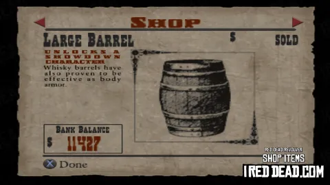 Red Dead Revolver Shop Item Large Barrel