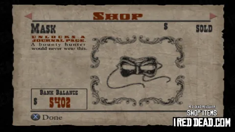 Red Dead Revolver Shop Item Mask
