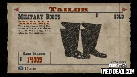 Red Dead Revolver Shop Item Military Boots