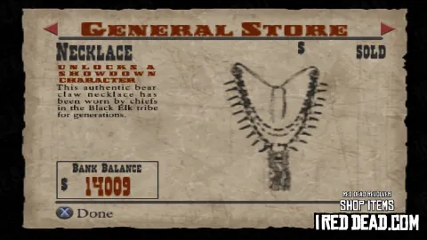 Red Dead Revolver Shop Item Necklace (Grizzly)