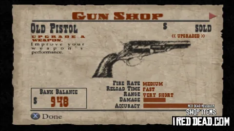 Red Dead Revolver Shop Item Old Pistol