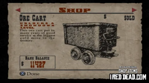 Red Dead Revolver Shop Item Ore Cart